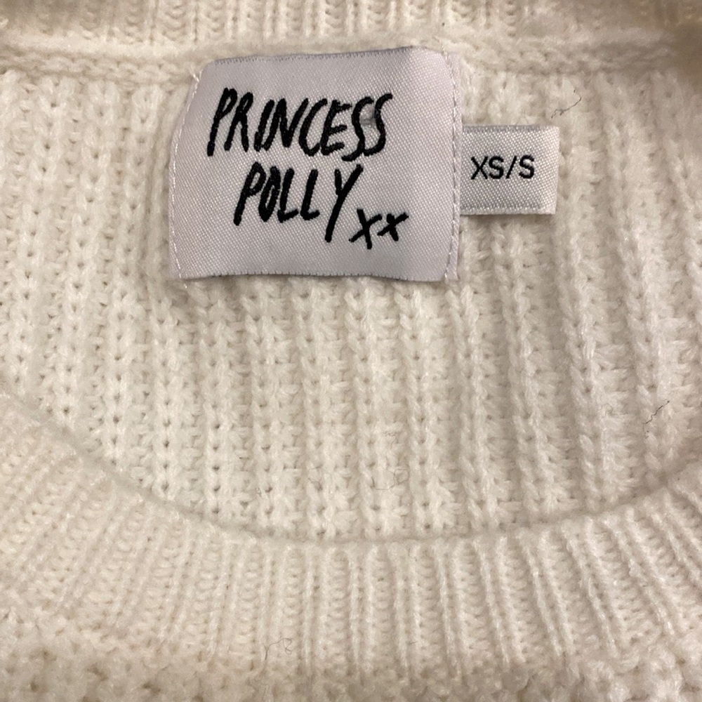 Princess Polly White Flare Bell Sleeve Cropped Ribbed Sweater - Picture 9 of 13
